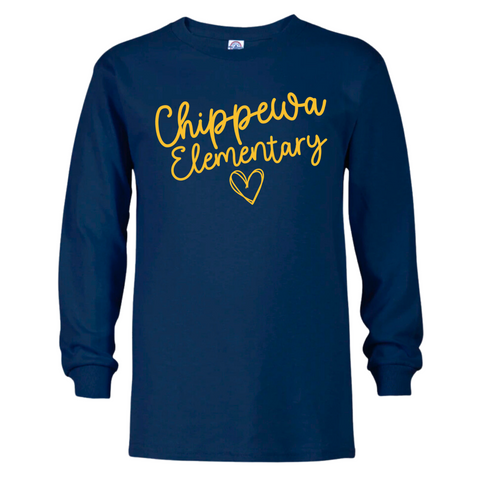 Chippewa Elementary Puffed Script Long Sleeve Shirt | CHIPPEWA ELEMENTARY SPIRITWEAR FUNDRAISER | Stay Cozy Boutique