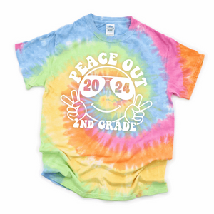 Peace Out Smiley Second Grade, Peace Out 2nd Grade, Last Day of School Shirt, Teacher Shirt, Tie Dye Shirt