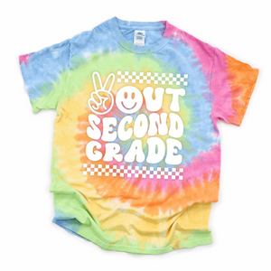 Peace Out Second Grade, Peace Out 2nd Grade, Last Day of School Shirt, Teacher Shirt, Tie Dye Shirt
