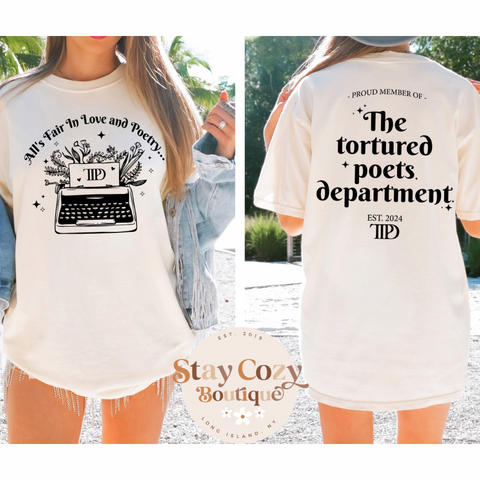 The Tortured Poets Department Member comfort colors T-Shirt, New Album Era Shirt, TTPD T-Shirt ,The Tortured Poets T-Shirt, TS New Album Shirt, TS Merch Shirt, Taylors Tortured Poets Department T-Shirt, Tortured Poets,  All's Fair in Love and Poetry