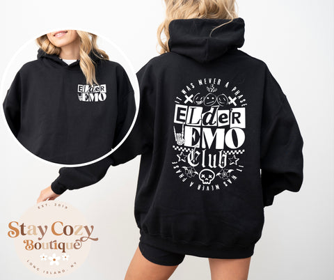 Elder Emo Club Hoodie, Emo Gift, Emo Tees, Emo T-shirt, Scene shirt, It Was Never A Phase, Emo Forever, Goth Emo T-Shirt