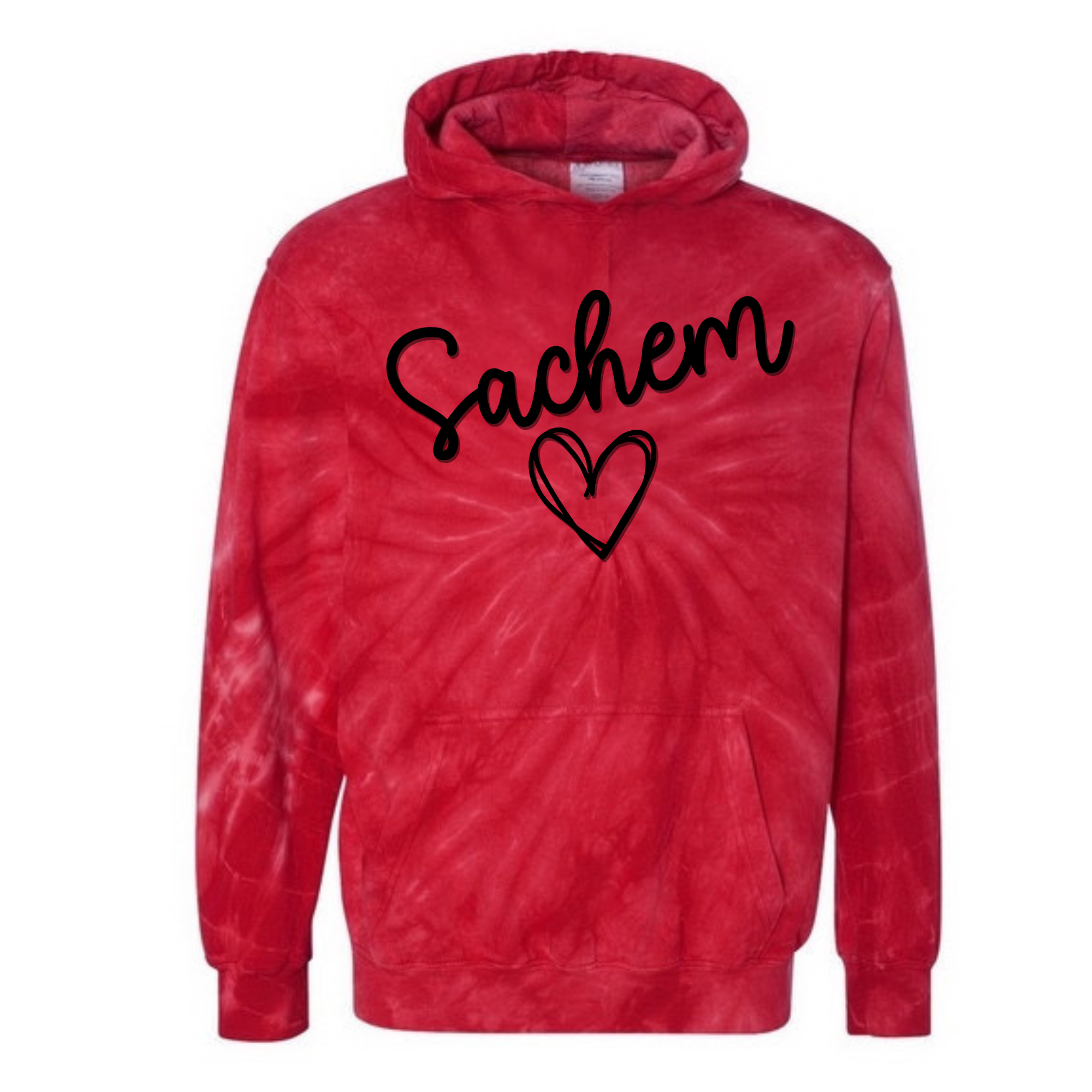 Puffed Sachem Red Tie Dye Hoodie (Adult Sizes Only) | LYNWOOD AVE ELEMENTARY SPIRITWEAR FUNDRAISER | Stay Cozy Boutique