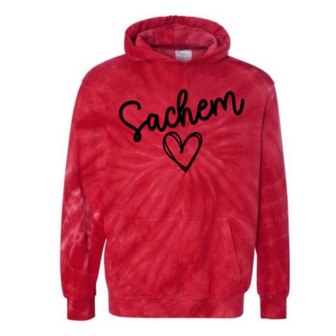 Puffed Sachem Red Tie Dye Hoodie (Adult Sizes Only) | LYNWOOD AVE ELEMENTARY SPIRITWEAR FUNDRAISER | Stay Cozy Boutique