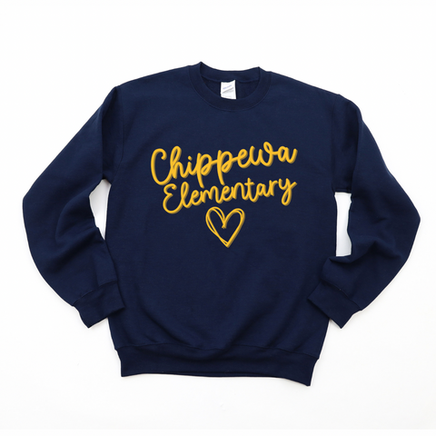 Chippewa Elementary Puffed Script Crewneck Sweatshirt | CHIPPEWA ELEMENTARY SPIRITWEAR FUNDRAISER | Stay Cozy Boutique