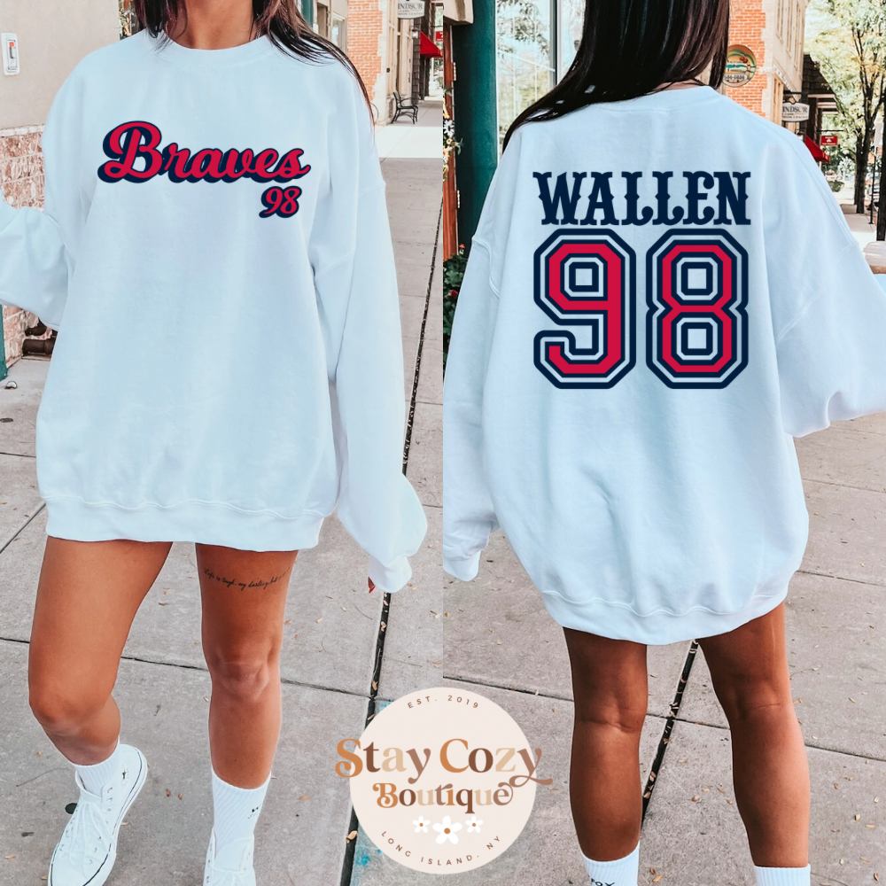 Wallen Braves 98 Country Music Crewneck Sweatshirt, Vintage Concert Shirt, Western Tour Tshirt, Cowboy Vintage Wallen,Trendy Cowgirl