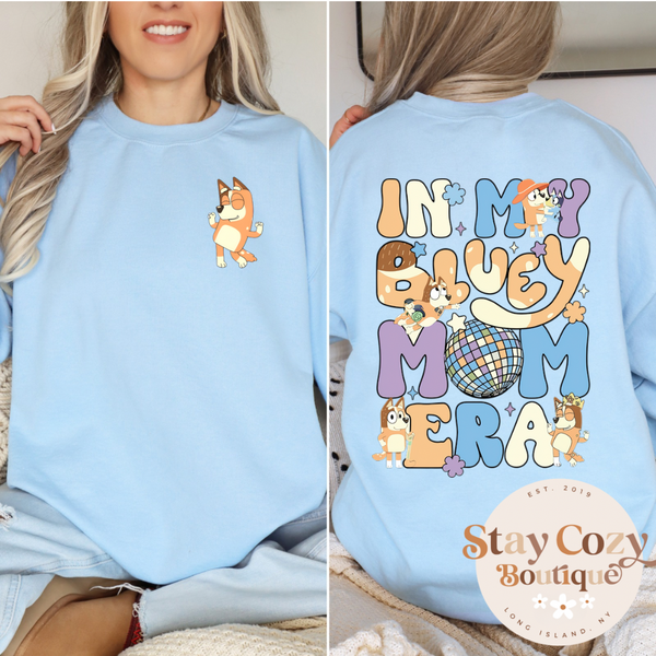 In My Bluey Mom Era Crewneck Sweatshirt, Retro Chilli Heeler Sweatshirt Bluey Mum Family Shirt Bluey Mum