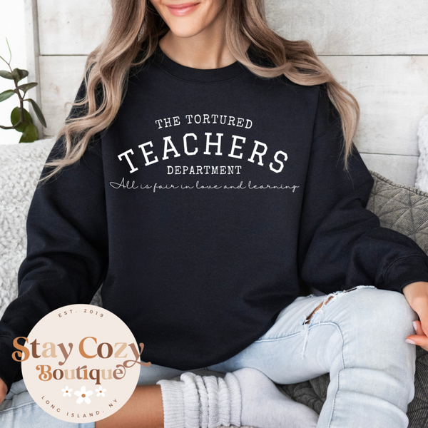 The Tortured Teachers Department Crewneck Sweatshirt, TTPD Crewneck Sweatshirt, The Tortured Poets Crewneck Sweatshirt, All's Fair in Love and Poetry Sweatshirt