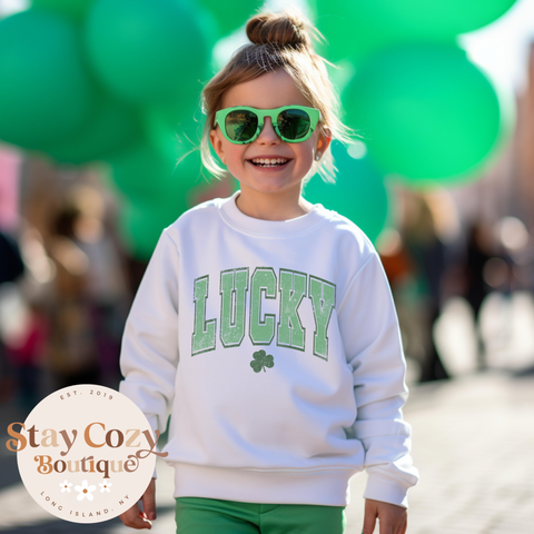 Youth Lucky Shamrock Hoodie | Crewneck | T-shirt | St. Patrick’s Day🍀 | The Lucky Collection | Stay Cozy Boutique