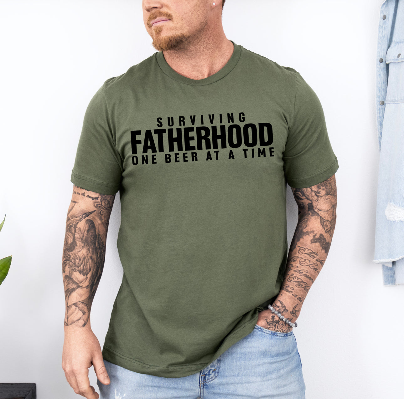 Surviving Fatherhood one Beer at a Time Shirt, Funny Dad Shirt, Dad Life Tee, Birthday Dad Gift, Sarcastic Shirt, Fathers Day Gift