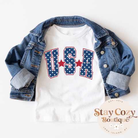 Youth Red White & Blue USA Shirt, Youth 4th of July Outfit, Cute 4th Of July Tees For Kid, Independence Day Apparel