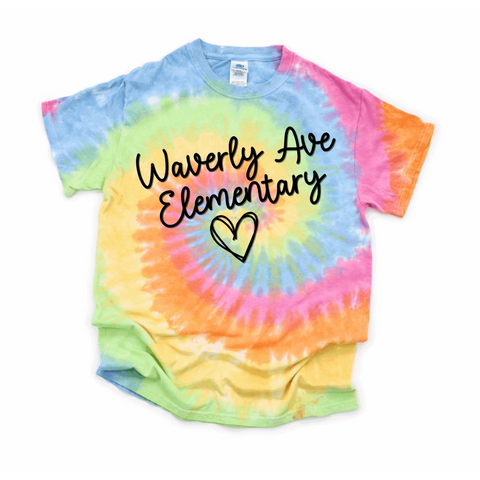 Puffed Waverly Ave Elementary Pastel Tie Dye T-shirt | WAVERLY ELEMENTARY SPIRITWEAR FUNDRAISER | Stay Cozy Boutique