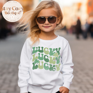 Youth Wavy Lucky Hoodie | Crewneck | T-shirt | St. Patrick’s Day🍀 | The Lucky Collection | Stay Cozy Boutique