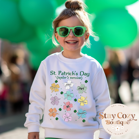 Youth St.Patrick’s Day Taylor’s Version Shamrock Hoodie | Crewneck | T-shirt | St. Patrick’s Day🍀 | The Lucky Collection | Stay Cozy Boutique