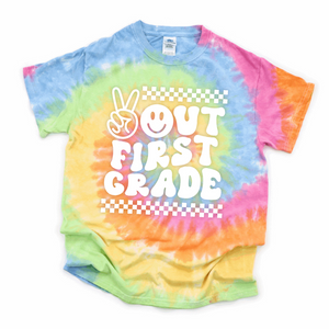 Peace Out First Grade, Peace Out 1st Grade, Last Day of School Shirt, Teacher Shirt, Tie Dye Shirt