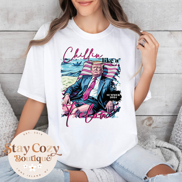 Chillin’ Like a Felon T-Shirt, Trump 2024 T-shirt, Trump 2024, Donald Trump, 47th president, Trump Bella Canvas T-Shirt, Donald J.Trump