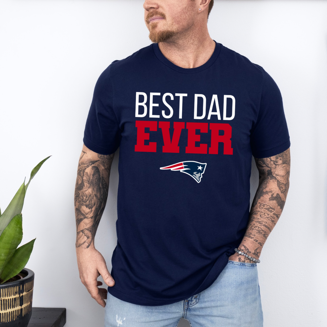 Best Dad Ever Sports Logo Theme T-Shirts, Best Dad Ever T-Shirt, Father’s Day T-Shirt, Best Dad Ever New England Patriots T-Shirt