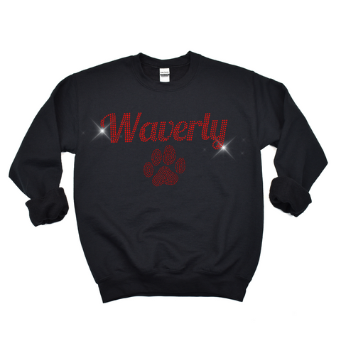 Rhinestone Bling Waverly Crewneck Sweatshirt | WAVERLY ELEMENTARY SPIRITWEAR FUNDRAISER | Stay Cozy Boutique