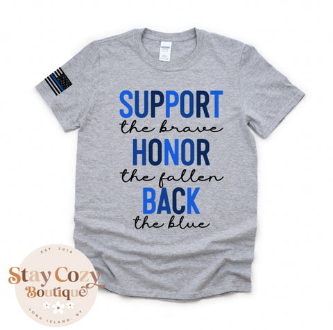 Back the Blue Gray T-shirt | Stay Cozy Boutique