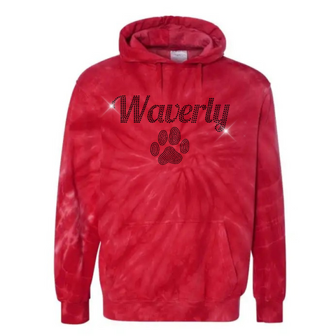 Rhinestone Bling Waverly Script Tie Dye Hoodie | WAVERLY ELEMENTARY SPIRITWEAR FUNDRAISER | Stay Cozy Boutique