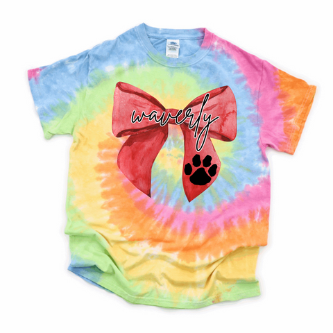 Coquette Waverly Bow Pastel Tie Dye T-shirt | WAVERLY ELEMENTARY SPIRITWEAR FUNDRAISER | Stay Cozy Boutique