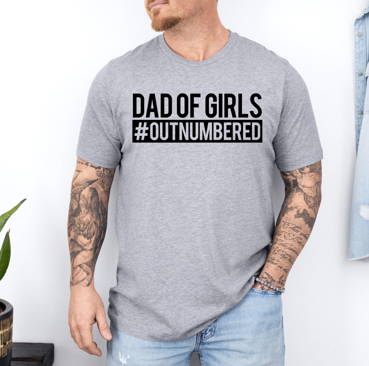 Dad of Girls #Outnumbered T-Shirt, Funny Dad Shirt, Dad Life Tee, Birthday Dad Gift, Sarcastic Shirt, Fathers Day Gift