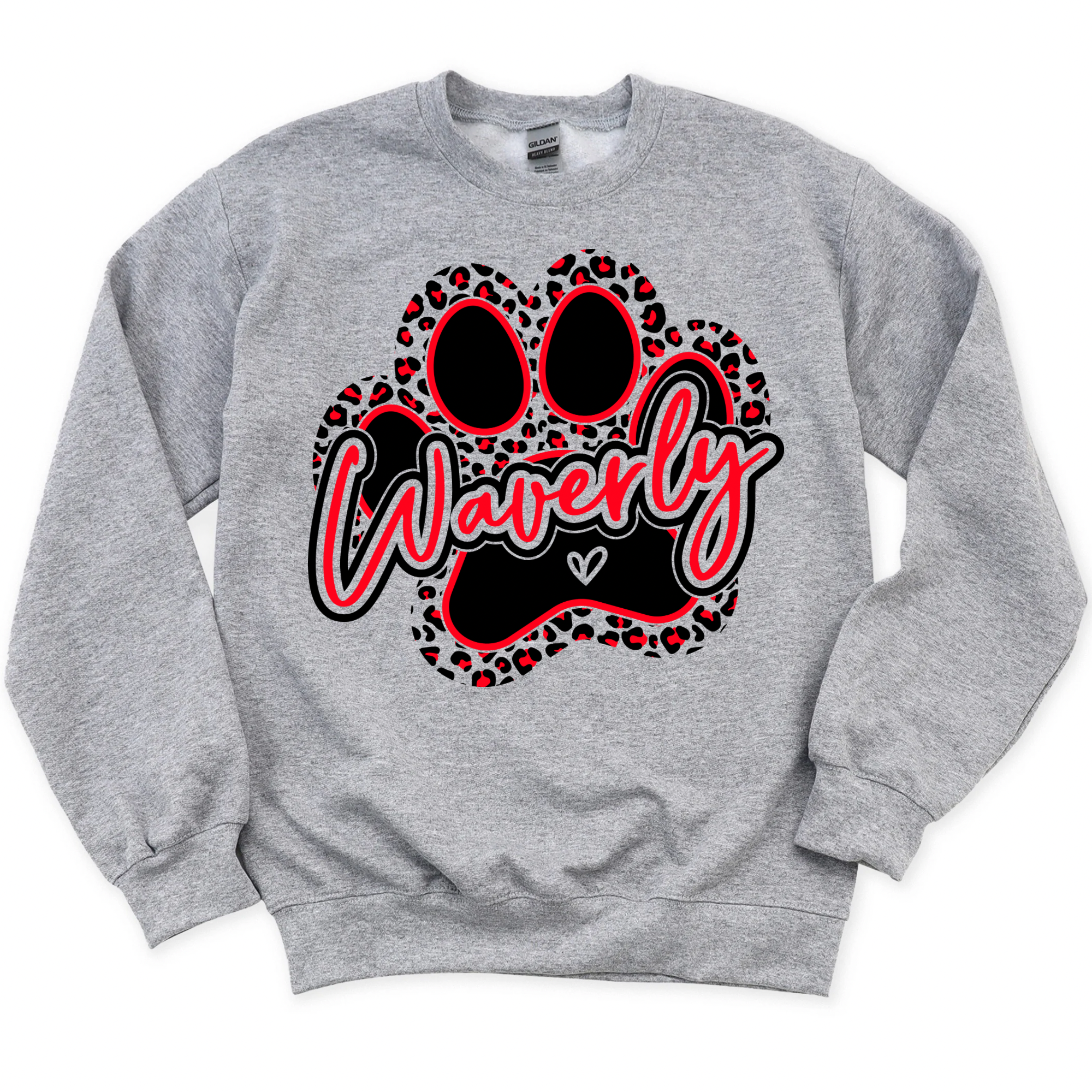 Leopard Waverly Paw Print Crewneck Sweatshirt | WAVERLY ELEMENTARY SPIRITWEAR FUNDRAISER | Stay Cozy Boutique