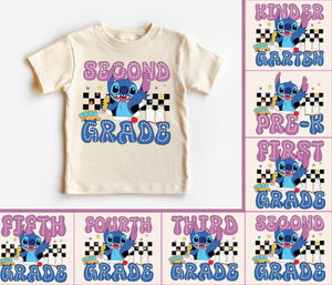 Stitch Back To School Shirt, Blue Alien Kids Shirt, Back to School Shirt, Pre-K, Kindergarten, First Second Third Fourth Grade, Fifth Grade