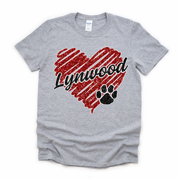 Glitter Lynwood Heart T-shirt | LYNWOOD AVE ELEMENTARY SPIRITWEAR FUNDRAISER | Stay Cozy Boutique