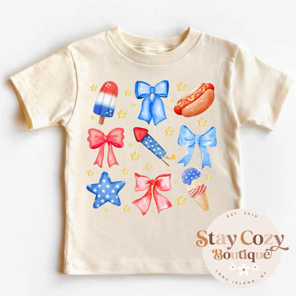 Youth Coquette Bows USA T-Shirt, 4th Of July, America T-Shirt, American Girl T-Shirt, America Coquette, Country july T-Shirt, 4th of July T-Shirt, Fourth Of July T-Shirt