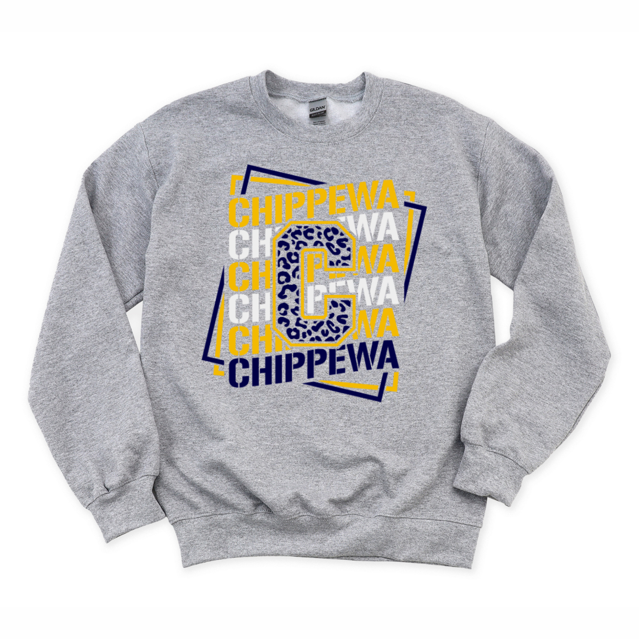 Chippewa Stacked Leopard Crewneck Sweatshirt | CHIPPEWA ELEMENTARY SPIRITWEAR FUNDRAISER | Stay Cozy Boutique