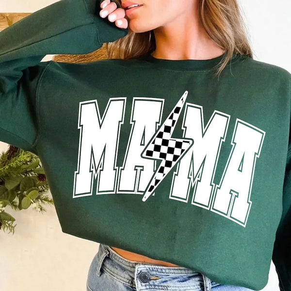 Mama Lightning Bolt Crewneck Sweatshirt, Mama Sweatshirt, Mom Life Sweatshirt, Mother's Day, Retro Mama Sweatshirt