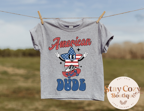 Youth American Dude Shirt, American Dude Tee, 4th Of July Family Shirt, Youth July 4, Memorial Day Shirt