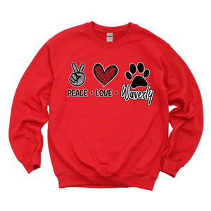 Peace Love Waverly Crewneck Sweatshirt | WAVERLY ELEMENTARY SPIRITWEAR FUNDRAISER | Stay Cozy Boutique