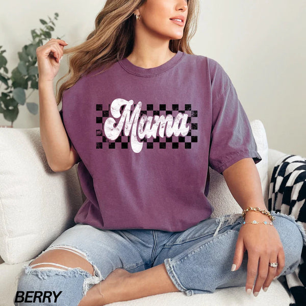 Mama Checkered Comfort Colors T-Shirt, Mama Comfort Colors, Mother’s Day