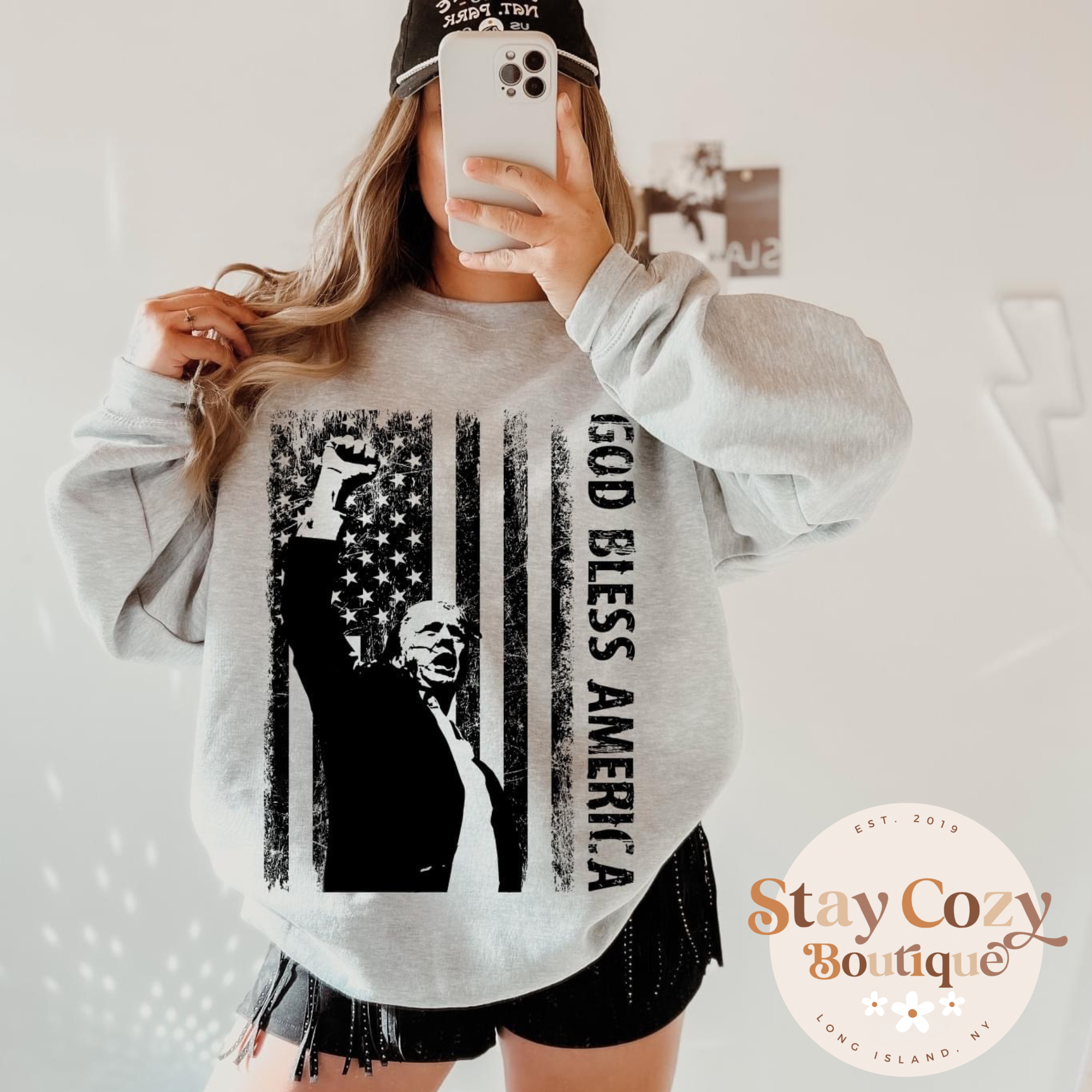 God Bless America Crewneck Sweatshirt, Trump Train Sweatshirt, Trump 2024, Donald Trump, 47th president, Trump sweatshirt