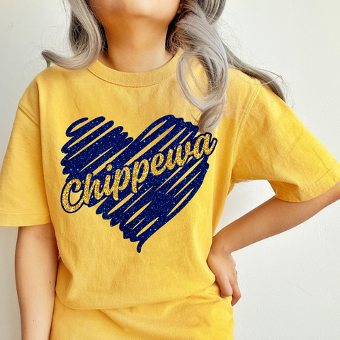 Glitter Chippewa Heart T-shirt | CHIPPEWA ELEMENTARY SPIRITWEAR FUNDRAISER | Stay Cozy Boutique