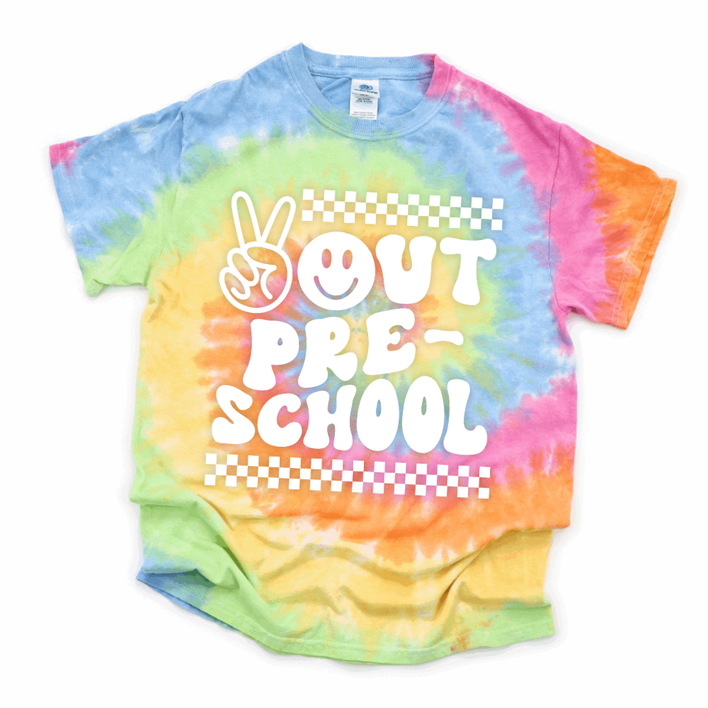 Peace Out Preschool, Preschool  Graduation, Last Day of School Shirt, Preschool Shirt, Tie Dye Shirt