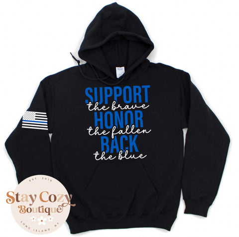 Back the Blue Black Hoodie | Stay Cozy Boutique