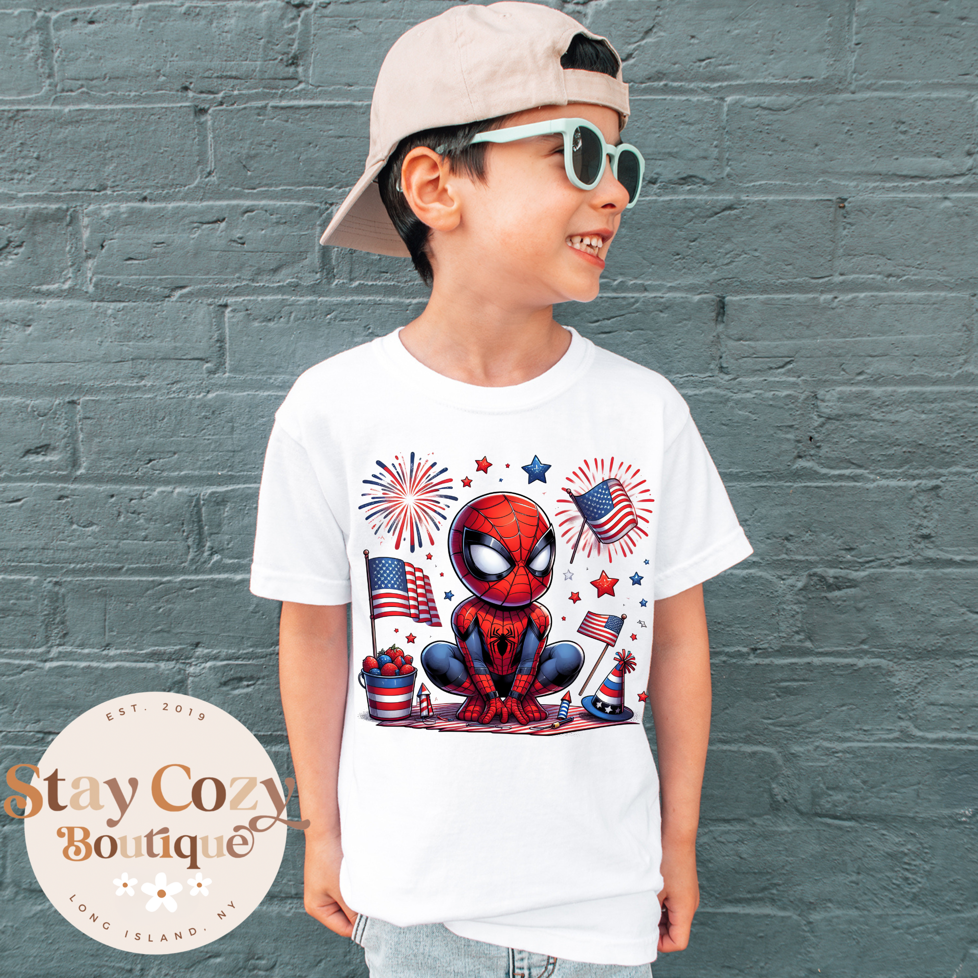 Youth Spiderman 4th of July T-Shirt, Patriotic Superhero Tee, Happy 4th of July Squad Shirt, Funny USA Super Hero Shirt