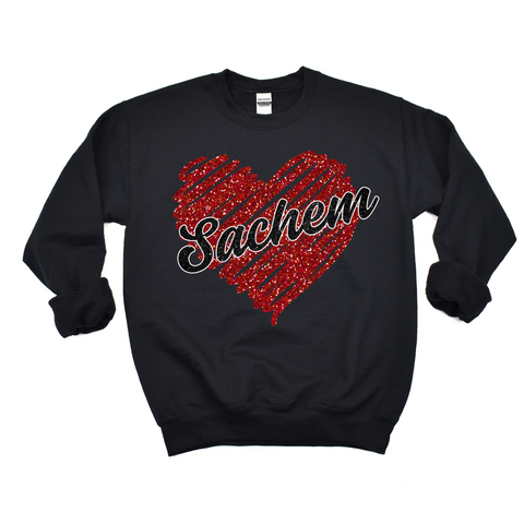 Glitter Sachem Heart Crewneck Sweatshirt | CHIPPEWA ELEMENTARY SPIRITWEAR FUNDRAISER | Stay Cozy Boutique