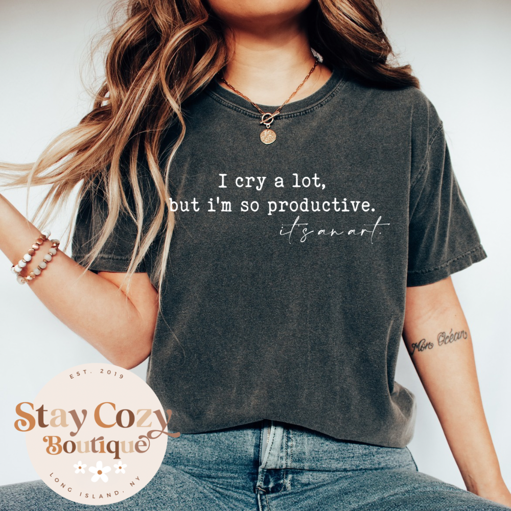 I Cry a lot but I'm so Productive it's an Art Comfort Colors T-Shirt, The Tortured Poets Department Member comfort colors T-Shirt, The Tortured Poets comfort colors, TTPD comfort colors T-Shirt, All's Fair in Love and Poetry comfort colors T-Shirt