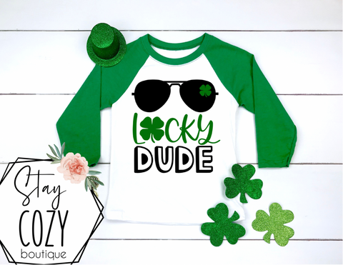 Lucky Dude Youth Raglan | St. Patrick’s Day🍀 | The Lucky Collection | Stay Cozy Boutique