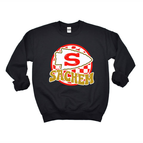 Checkered Sachem Crewneck Sweatshirt | CHIPPEWA ELEMENTARY SPIRITWEAR FUNDRAISER | Stay Cozy Boutique