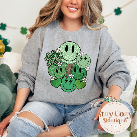 Smiley Retro Crewneck | Hoodie | T-Shirt | St. Patrick's Day🍀 | The Lucky Collection | Stay Cozy Boutique
