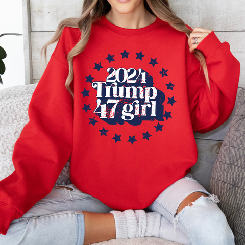 2024 Trump 47 Girl Crewneck Sweatshirt, Trump Train Sweatshirt, Trump 2024, Donald Trump, 47th president, Trump sweatshirt