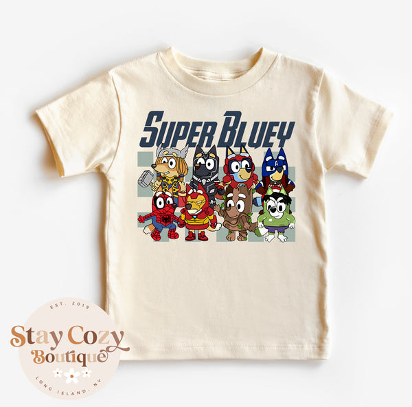 Super Bluey T-Shirt, Bluey Shirt, Bluey Dad Shirt, Bluey Family Shirt, Bluey and Bingo Shirt, Bluey Friends Shirt, Bluey Mom Shirt