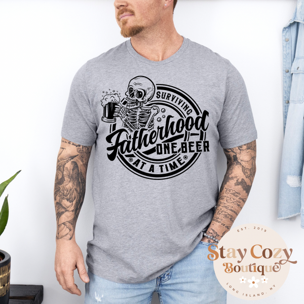 Surviving Fatherhood one Beer at a Time Shirt, Funny Dad Shirt, Dad Life Tee, Birthday Dad Gift, Sarcastic Shirt, Fathers Day Gift