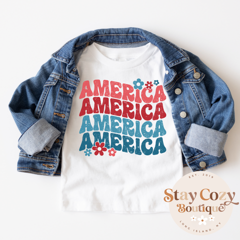 Youth Red White & Blue America Shirt, Youth 4th of July Outfit, Cute 4th Of July Tees For Kid, Independence Day Apparel