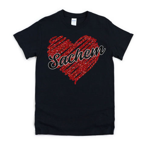 Glitter Sachem Heart T-shirt | CHIPPEWA ELEMENTARY SPIRITWEAR FUNDRAISER | Stay Cozy Boutique