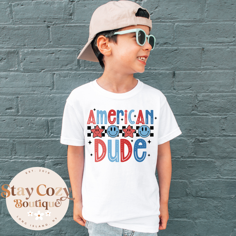 Youth American Dude Shirt, American Dude Tee, 4th Of July Family Shirt, Youth July 4, Memorial Day Shirt